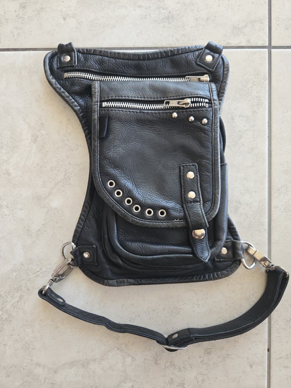 Steampunk Waist Bag Leather Motorcycle Waist Shoulder Bag Satchels Leg Hip Pack
